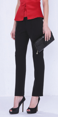 黑色高腰修身九分小脚裤